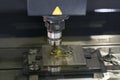 Operator use EDM electrod to make precision mold and die