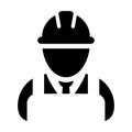 Operator worker icon vector male Construction service person profile avatar with hardhat helmet in glyph pictogram