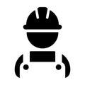 Operator worker icon vector male Construction service person profile avatar with hardhat helmet and jacket in glyph pictogram