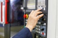 Operator working with CNC machining center Royalty Free Stock Photo