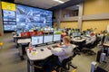 Operators work in road traffic control center Royalty Free Stock Photo