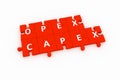 OPEX CAPEX puzzle concept white background