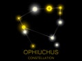 Ophiuchus constellation. Bright yellow stars in the night sky. A cluster of stars in deep space, the universe. Vector illustration