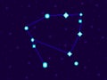 Ophiuchus constellation in pixel art style. 8-bit stars in the night sky in retro video game style. Cluster of stars and galaxies