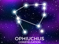 Ophiuchus constellation. Starry night sky. Cluster of stars and galaxies. Deep space. Vector