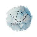 Ophiuchus zodiac sign constellation on watercolor background isolated on white, horoscope character