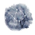 Ophiuchus zodiac sign constellation on watercolor background isolated on white