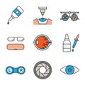 Ophtalmology color icons set Royalty Free Stock Photo