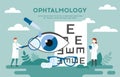 Ophtalmology, Eyesight Concept. Abstract Composition With Ophtalmologists, Magnifying Glass, Eye Vision, Glasess