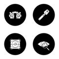 Ophtalmology glyph icons set