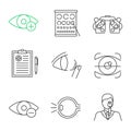 Ophtalmology linear icons set