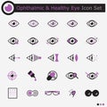 Ophthalmic And Healthy Eye Icon Set - Vector