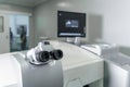 Ophthalmic laser system in eye surgery clinic. Excimer laser in operating room Royalty Free Stock Photo