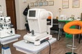 Ophthalmological clinic, eye care, selection of glasses. Optical equipment