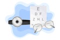 Ophthalmological Supplies with Glasses and Eyechart for Vision Screening Vector Composition Royalty Free Stock Photo