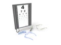 The ophthalmologist board with glasses 3d render on a white back Royalty Free Stock Photo