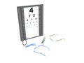 The ophthalmologist board with glasses 3d render on a white back Royalty Free Stock Photo