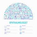 Ophthalmologist concept in half circle