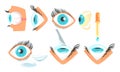 Ophthalmologist Diagnostic and Correction of Vision Collection, Human Eye Treatment Vector Illustration