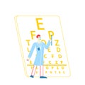 Ophthalmologist Doctor Character Test Myopia Eye. Male Oculist with Pointer Checkup Vision for Eyeglasses or Lens Royalty Free Stock Photo