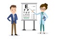 Ophthalmologist doctor examines a manÃ¢â¬â¢s vision,Snellen Eye Chart