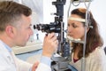 Ophthalmologist examining patient`s eyes