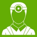 Ophthalmologist with head mirror icon green