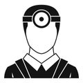 Ophthalmologist with head mirror icon simple style