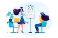 An ophthalmologist in his office tests the patient, checking his vision. Concept for web design