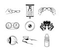 Ophthalmologist icons set. Oculist logo label emblem. Vector illustration.