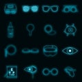 Ophthalmologist icons set vector neon Royalty Free Stock Photo