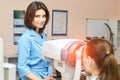 ophthalmologist medical patient. Eye clinic treatment. Hospital optics Royalty Free Stock Photo