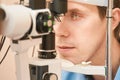 ophthalmologist medical patient. Eye clinic treatment. Hospital optics Royalty Free Stock Photo