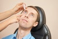 ophthalmologist medical patient. Eye clinic treatment. Hospital optics