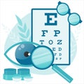 Ophthalmologist Test Myopia Eye. Eye and vision tests. Eyewear. Eyeglasses. Royalty Free Stock Photo