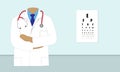 Ophthalmologist vector with eyesight test chart