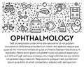 Ophthalmology banner with eyesight check up linear icons and text
