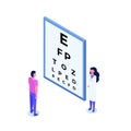 Ophthalmology concept. Ophthalmologist checks patient sight.