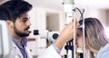 Ophthalmology concept. Patient eye vision examination in ophthalmological clinic Royalty Free Stock Photo
