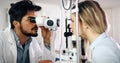 Ophthalmology concept. Patient eye vision examination in ophthalmological clinic Royalty Free Stock Photo