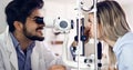 Ophthalmology concept. Patient eye vision examination in ophthalmological clinic Royalty Free Stock Photo