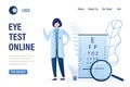 Ophthalmology Diagnostics and Eye Test landing page template Eye test chart. Vision test. Optical exam