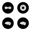 Ophthalmology glyph icons set