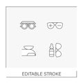 Ophthalmology line icons set