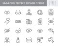 Ophthalmology line icons. Vector illustration include icon - contact lens, eyeball, glasses, blindness, eye check