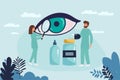 Ophthalmology medicine and optical eyesight examination. Idea of eye care and vision. Ophthalmologist doctor tests Royalty Free Stock Photo