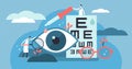 Ophthalmology vector illustration. Flat tiny eyes health persons concept. Royalty Free Stock Photo