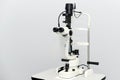 Ophthalmoscopy of the eye. Medical equipment with ophthalmoscope in modern clinic.