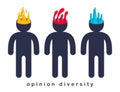 Opinion diversity vector concept, different perspectives metaphor, alternative worldview point of view. Royalty Free Stock Photo