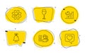 Wine glass, Bell and Growth chart icons set. Opinion, Service and Heart signs. Vector